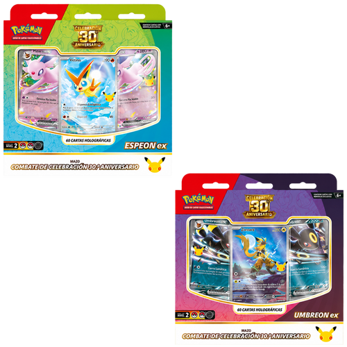 Baraja Combate Espeon ex Umbreon ex Celebración 30 Aniversario Pokémon TCG